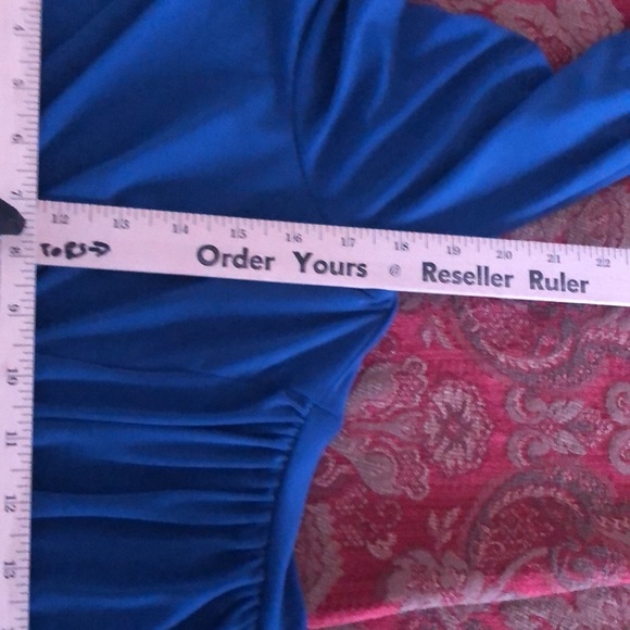 New Directions size 8 royal blue faux wrap midi dress shirred mid section - Picture 12 of 16